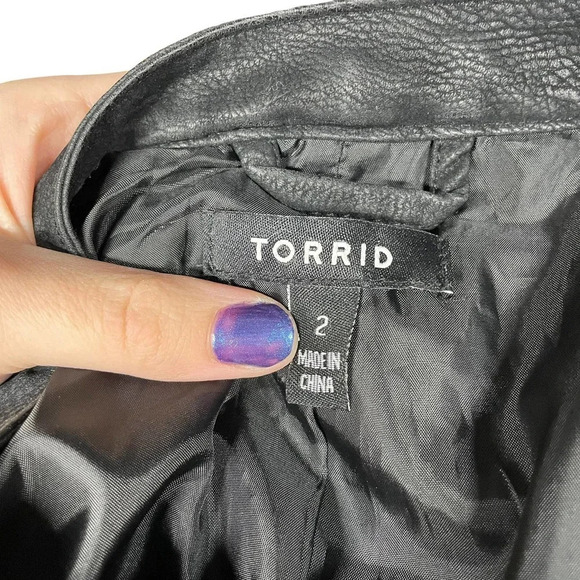 Torrid Coated‎ Faux Leather Biker Jacket Black Plus Size 2X - Picture 11 of 13